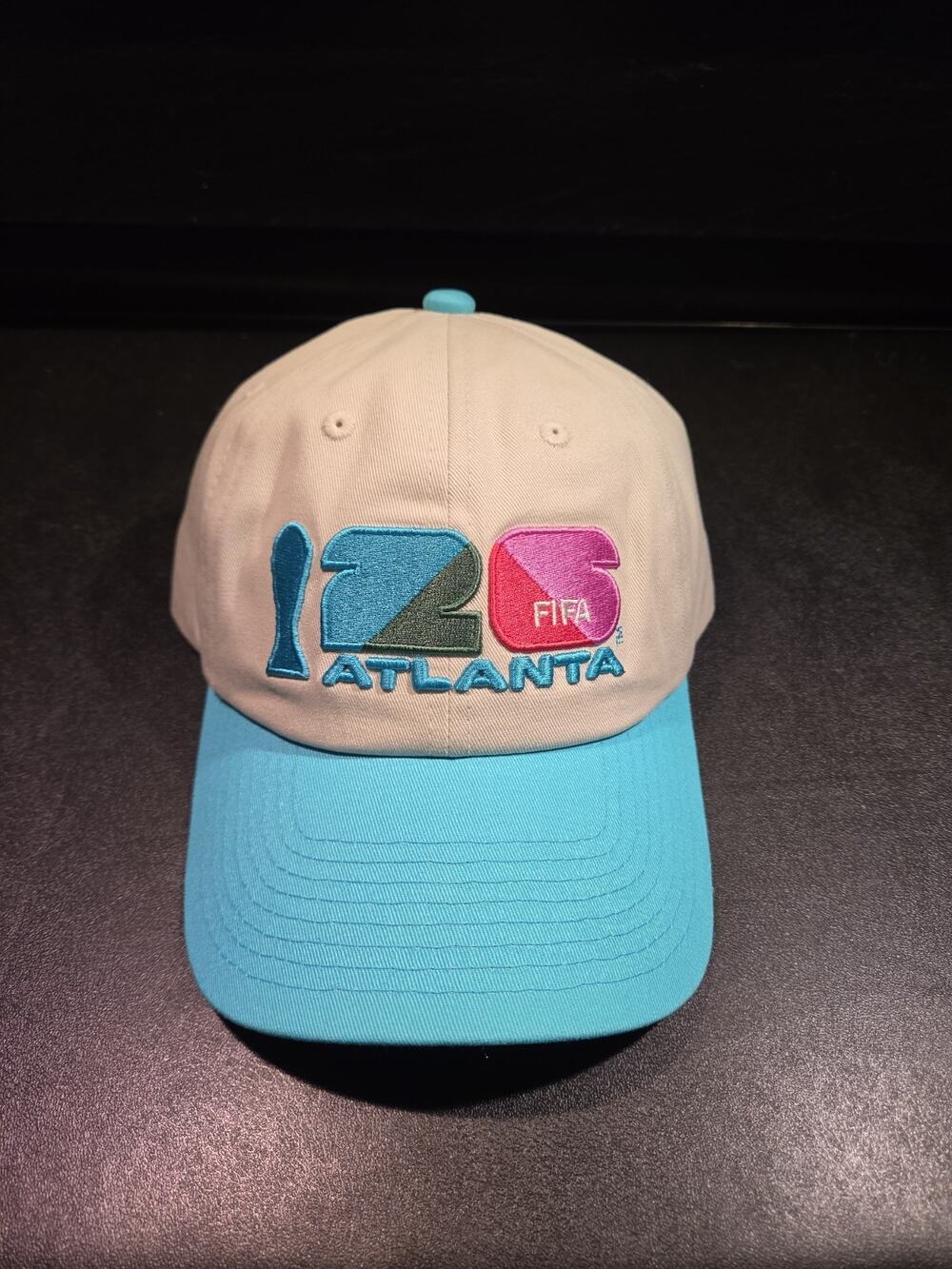 FIFA World Cup 2026 Atlanta Soccer Cap/Hat in Beige/Blue Officially Licensed